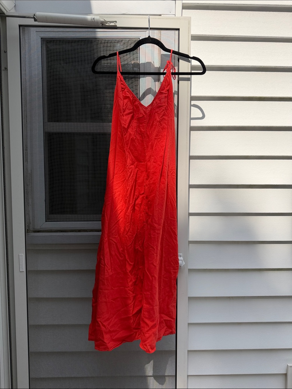 Zara Red Slip Dress with V-Neck and Spaghetti Straps